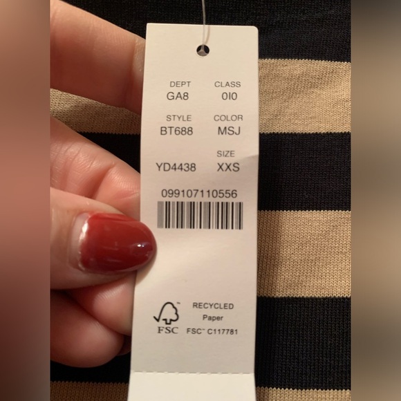 J.Crew Mariner striped jersey cropped boatneck T-shirt with feathers NWT!!! - Picture 4 of 6